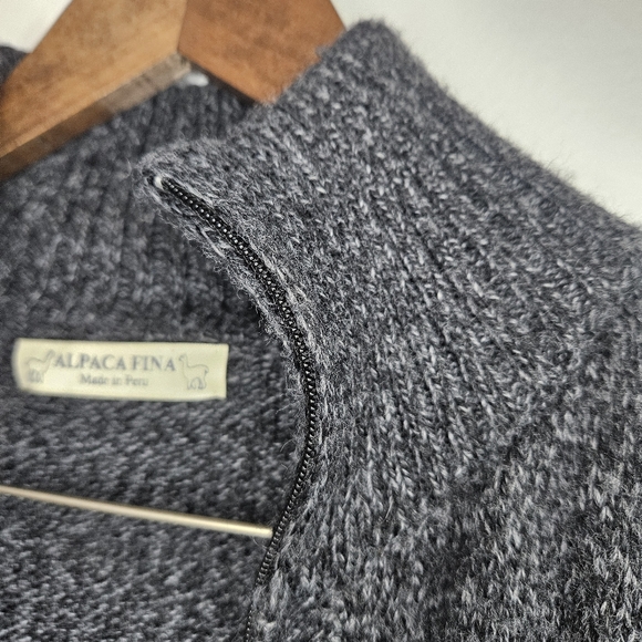 ALPACA FINA Grey Knit Cardigan Jacket - Picture 4 of 7